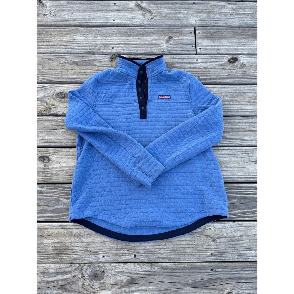 Vineyard Vines The Shep Shirt Quarter Snap Quilted Pullover - Blue - Size XL
